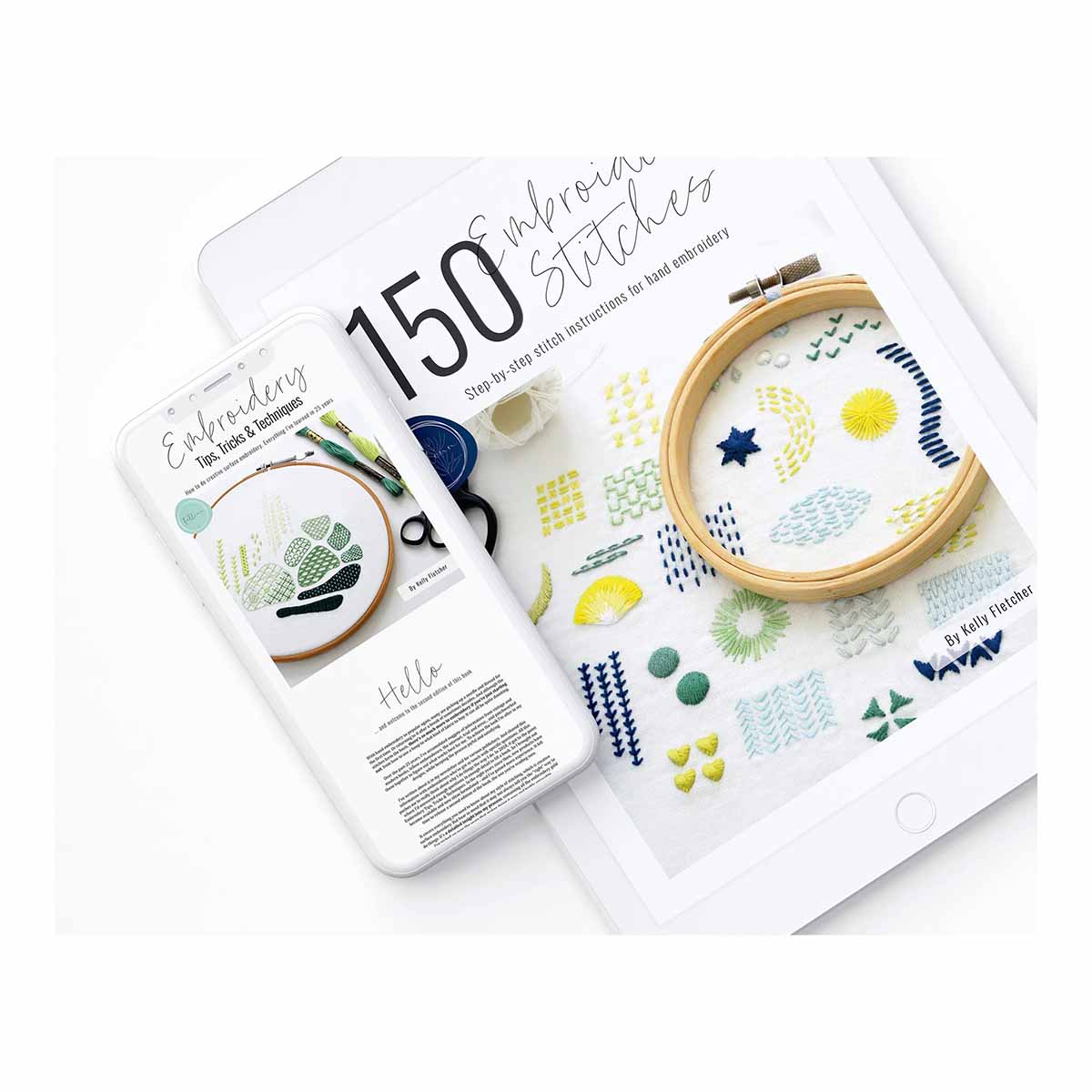 150 embroidery stitches ebook phone tablet by Kelly Fletcher