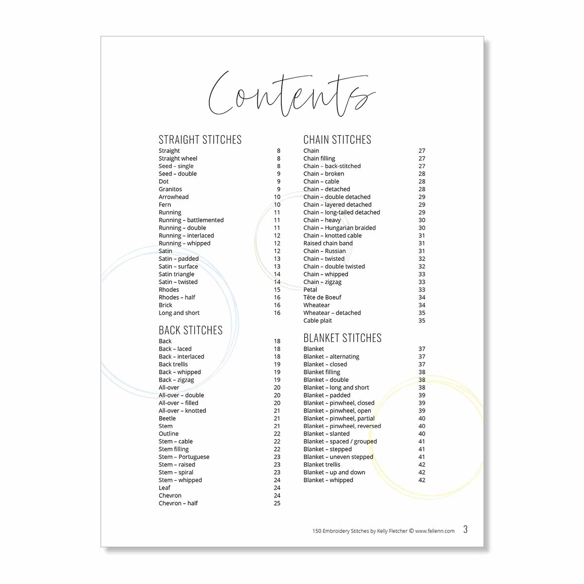 150 embroidery stitches ebook toc1 by Kelly Fletcher