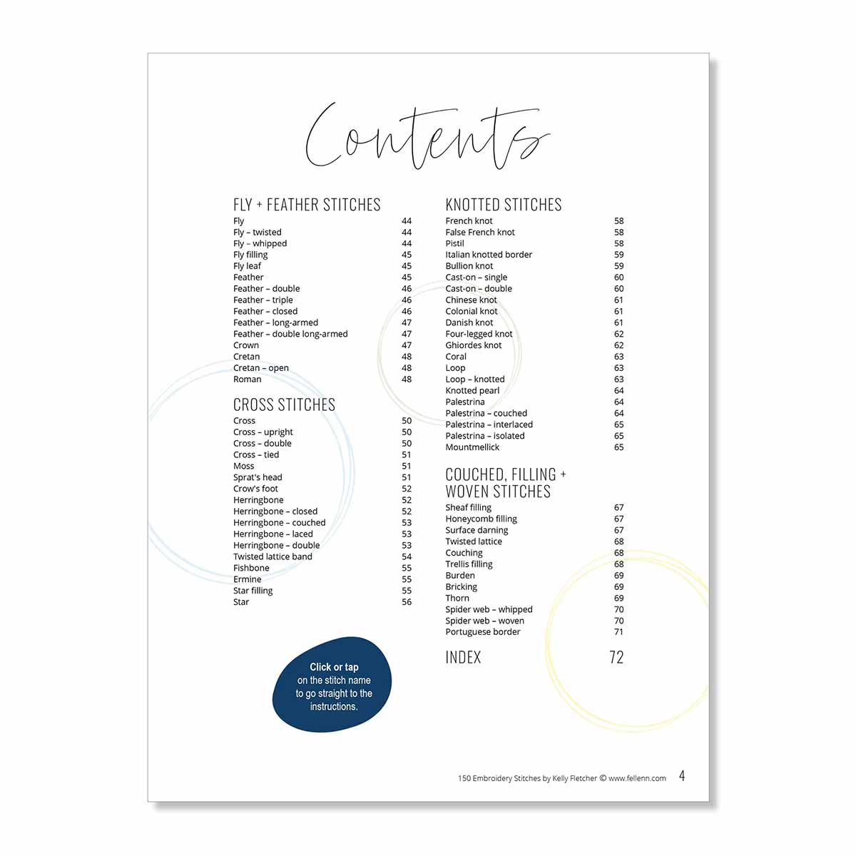 150 embroidery stitches ebook toc2 by Kelly Fletcher