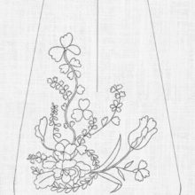 18th century floral pocket outline design on white linen