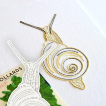Anatomical Snail embroidery printed pattern by Kelly Fletcher