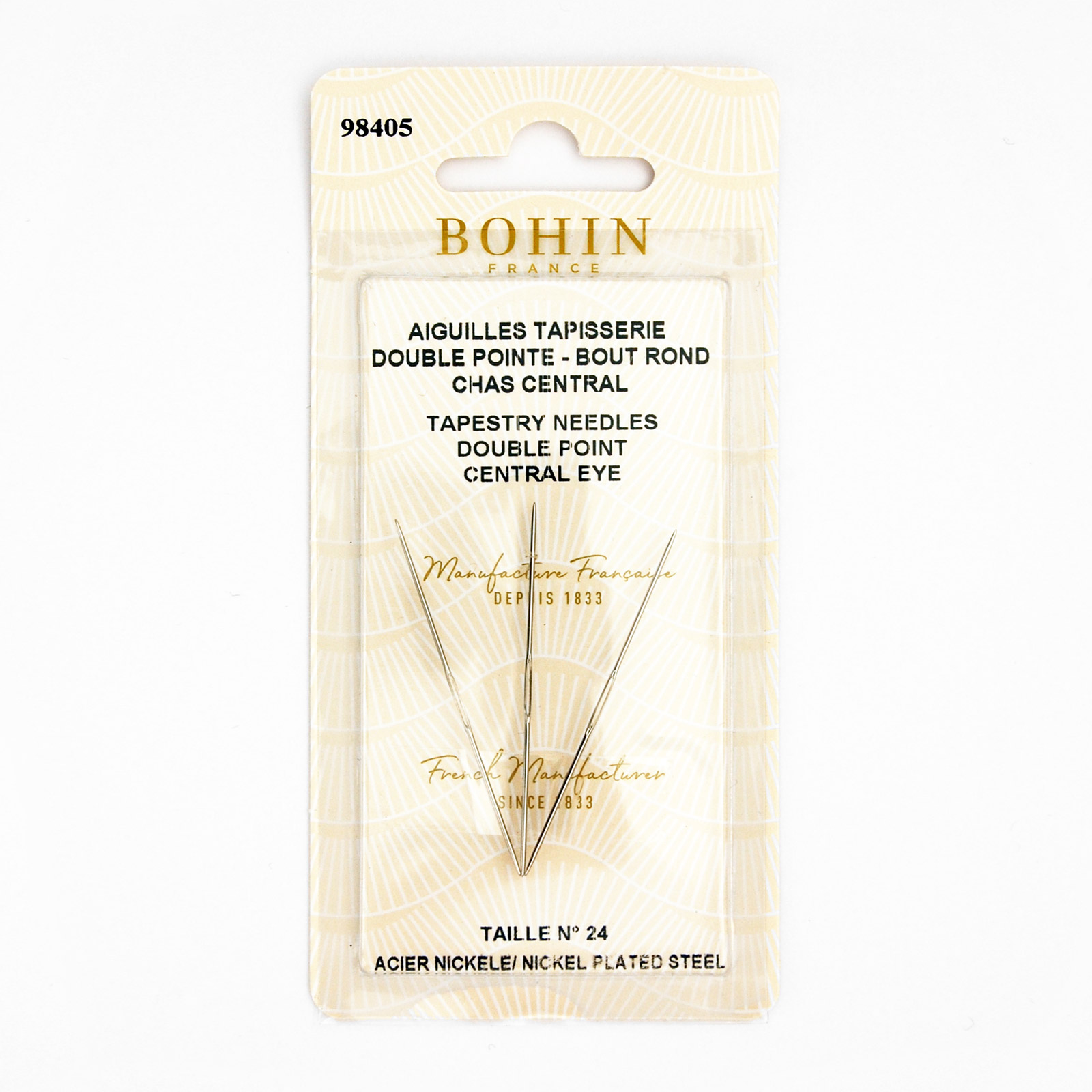 Bohin Broder Bout Rond Needles, 22/24/26 Cross Stitch
