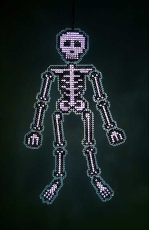 Cross stitch skeleton jointed hanging decoration