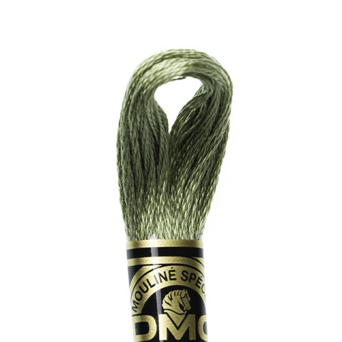 DMC 6 strand embroidery floss mouline 117 3052 Medium Green Grey