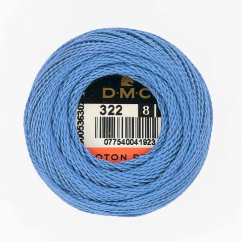 DMC perle cotton size 8 322 dark baby blue delft blue embroidery thread