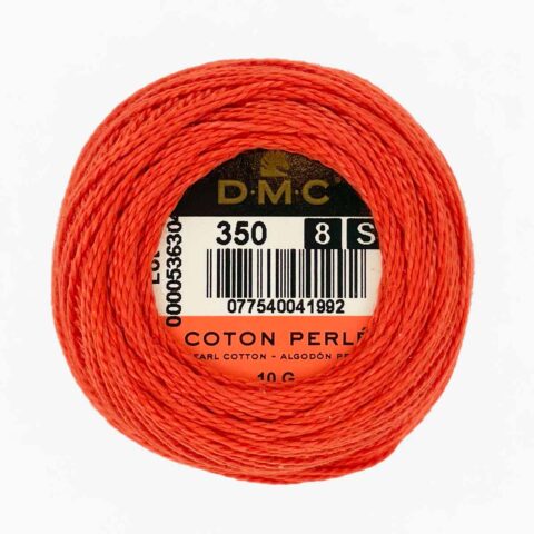 DMC perle cotton size 8 350 vermillion medium coral embroidery thread