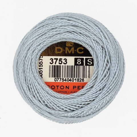 DMC perle cotton size 8 3753 Ultra Very Light Antique Blue embroidery thread