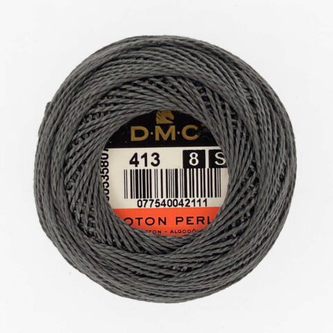 DMC perle cotton size 8 413 Dark Pewter Gray embroidery thread