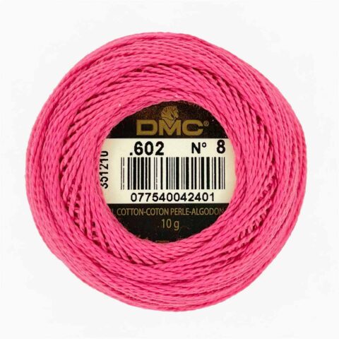 DMC perle cotton size 8 602 medium cranberry pink verbena embroidery thread