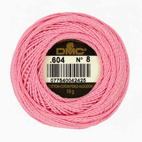DMC perle cotton size 8 604 light cranberry pink hyacinth embroidery thread