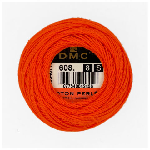 DMC perle cotton size 8 608 Bright Orange Red embroidery thread