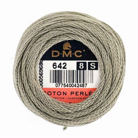 DMC perle cotton size 8 642 dark beige gray embroidery thread