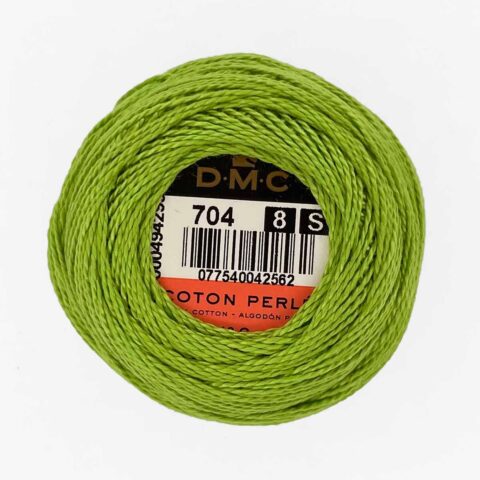 DMC perle cotton size 8 704 Bright Chartreuse embroidery thread