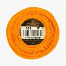DMC perle cotton size 8 741 medium tangerine mandarin embroidery thread