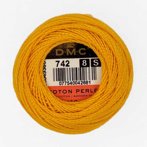 DMC perle cotton size 8 742 Tangerine Light embroidery thread