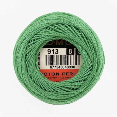 DMC perle cotton size 8 913 medium nile green embroidery thread