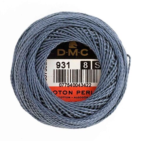 DMC perle cotton size 8 931 medium antique blue embroidery thread