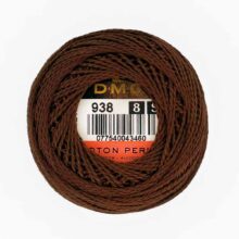 DMC perle cotton size 8 938 clove ultra dark coffee brown embroidery thread