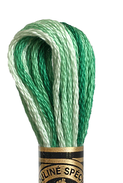 DMC variegated embroidery floss green gradient ombre