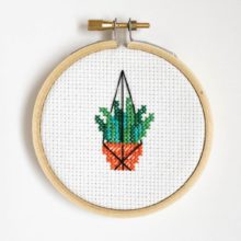 mini hanging plant cross stitch by Short and Loud