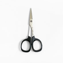 Kai 4 inch straight embroidery scissors with black plastic handles