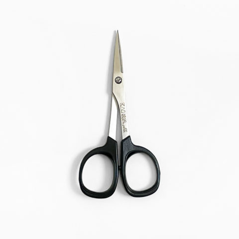 Kai 4 inch straight embroidery scissors with black plastic handles