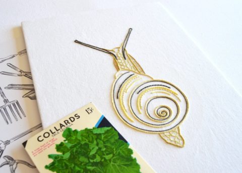 Anatomical Snail embroidery by Kelly Fletcher