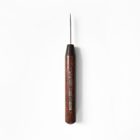 Kemper PNH awl with tapered needle and dark brown wooden handle