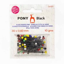 Pony Black nickel free hypoallergenic glass head pins 30mm 10g box 26151