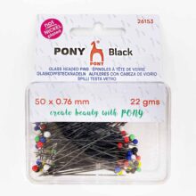 Pony Black nickel free hypoallergenic long glass head pins 50mm 22g box 26153