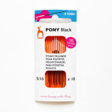 A package of Pony black hypoallergenic nickel free straw milliners embroidery needles