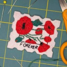Poppies forever stamp Iron On Patch