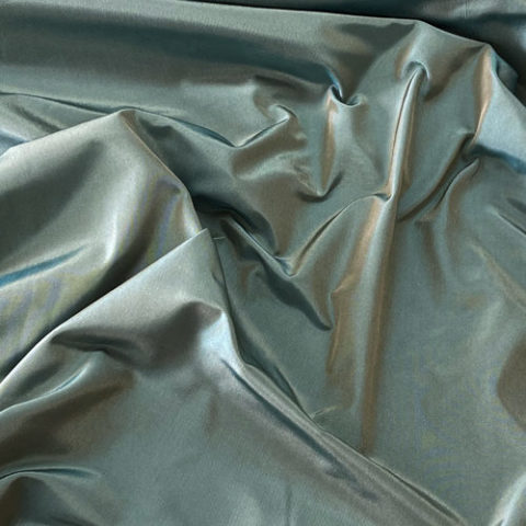 Bunched up Silk Taffeta in a teal on gold weave
