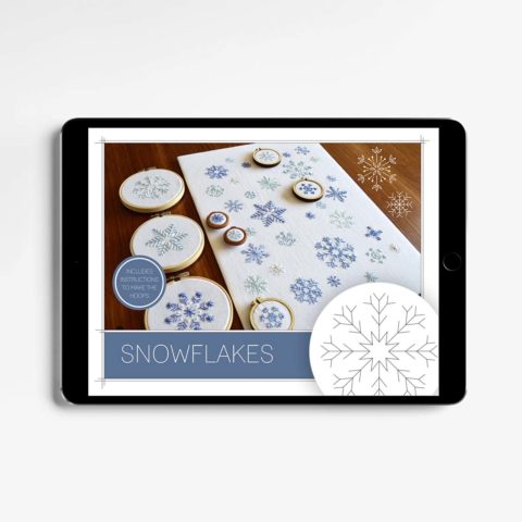 Snowflakes stick and stitch embroidery pattern by Kelly Fletcher in tablet