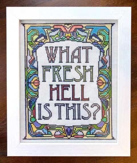 StephXstitch what fresh hell is this dorothy parker quote art nouveau cross stitch pattern