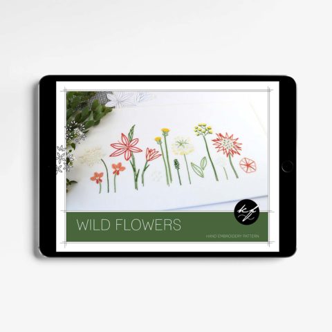 Wild Flowers embroidery pattern by Kelly Fletcher in tablet