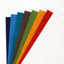Wool felt sheets arranged in a rainbow fan