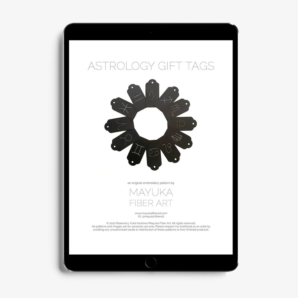 Zodiac astrology paper embroidery patterns by Mayuka Fiber Art Maydel