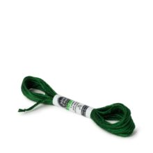 a skein of au ver a soie dalger 236 vert pre dark green silk embroidery thread on a white background