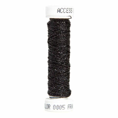 au ver a soie metallic braid embroidery thread black 005 size 4