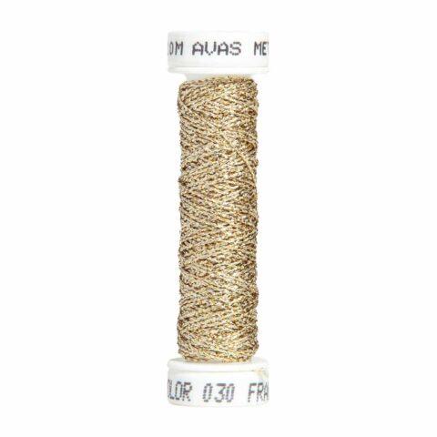 au ver a soie metallic braid embroidery thread light gold 030 size 4