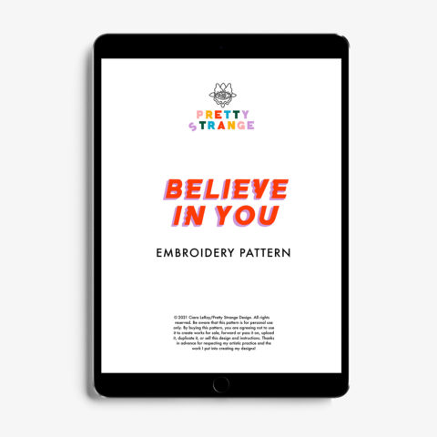 believe in you embroidery pattern pretty strange design tablet