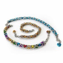 chainmail byzantine bracelets in rainbow colors