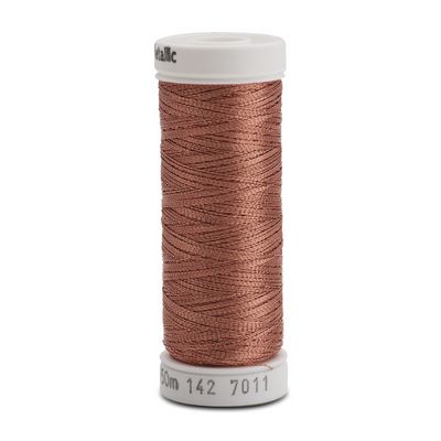 spool of copper sewing thread on white background