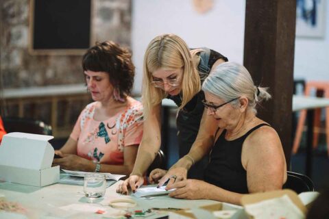 danielle clough teaching embroidery students