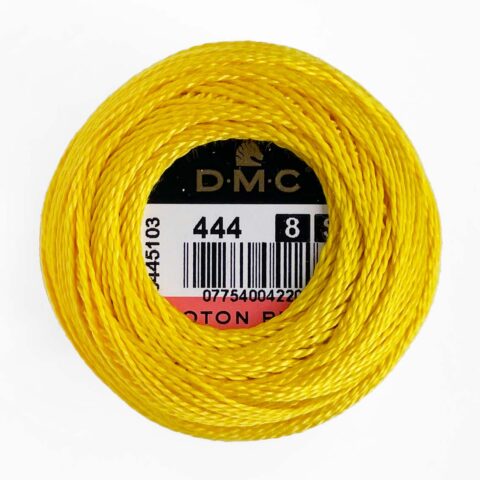 dmc perle pearl cotton ball size 8 444 dark lemon yellow