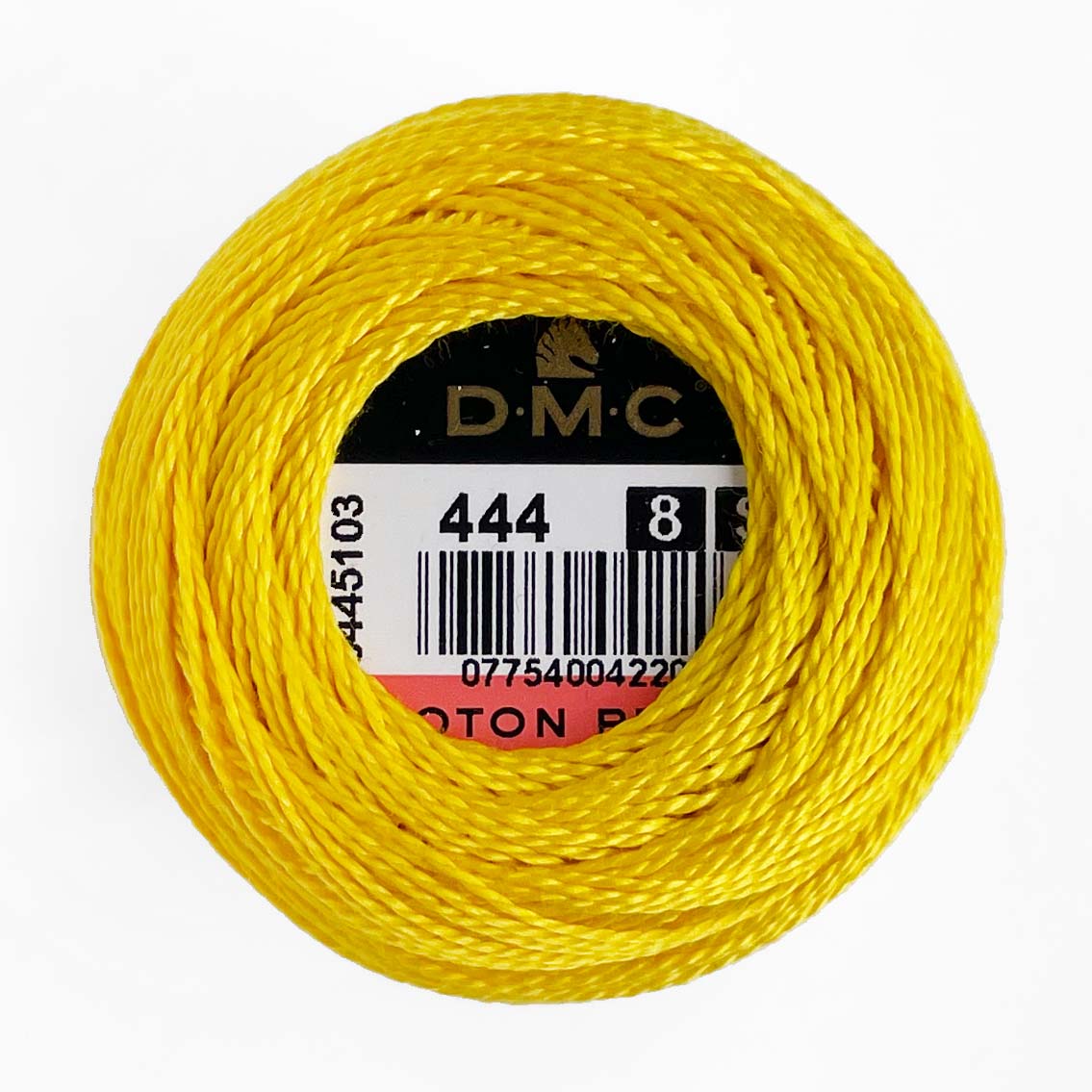DMC 444: Dark Lemon (size 8 perle cotton)
