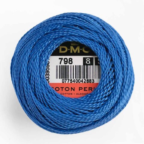 dmc perle pearl cotton ball size 8 798 dark delft blue