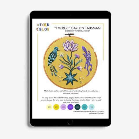 emerge garden talisman embroidery pattern by Mixed Color in tablet