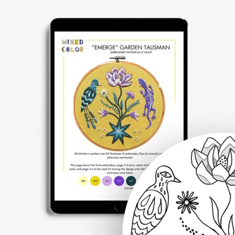 emerge garden talisman stick and stitch embroidery pattern by Mixed Color